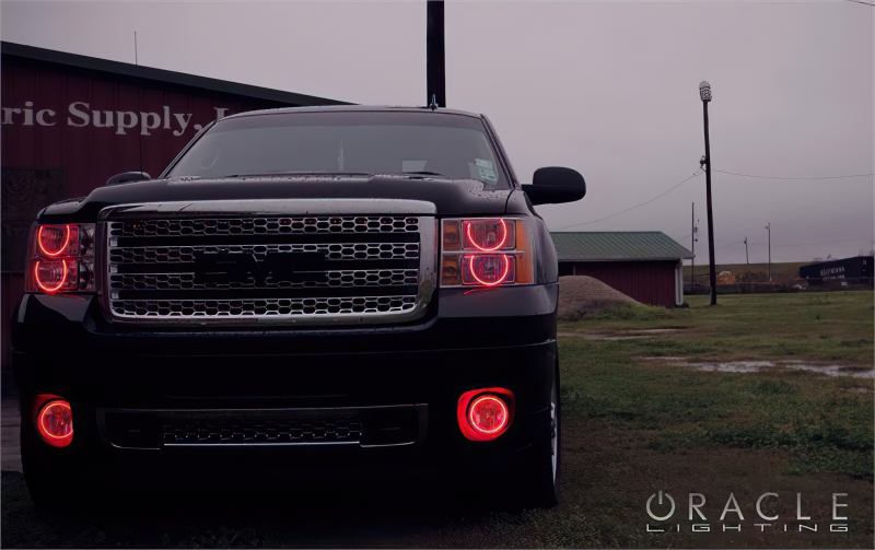 GMC Sierra Headlight Halo Kit - ORACLE Lighting - LED Round Ring - Blue - `08-`13